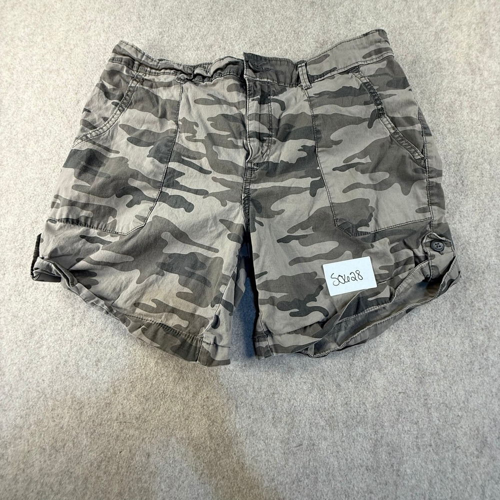 Social Standard by Sanctuary Womens Camo Utility Shorts Gray Green Size M